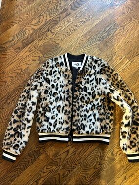 BB Dakota Leopard Faux-Fur Bomber Jacket in Brown and Black